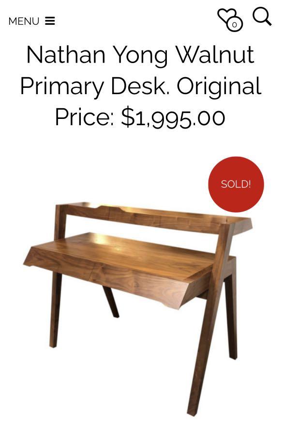 DESK. Designer solid walnut desk by Nathan Yong, Furniture & Home