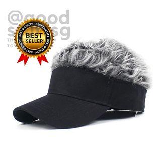 Golf Baseball Hat with Fake Hair Cap Men Sun Visor Toupee Hats Spiky Wig Hat