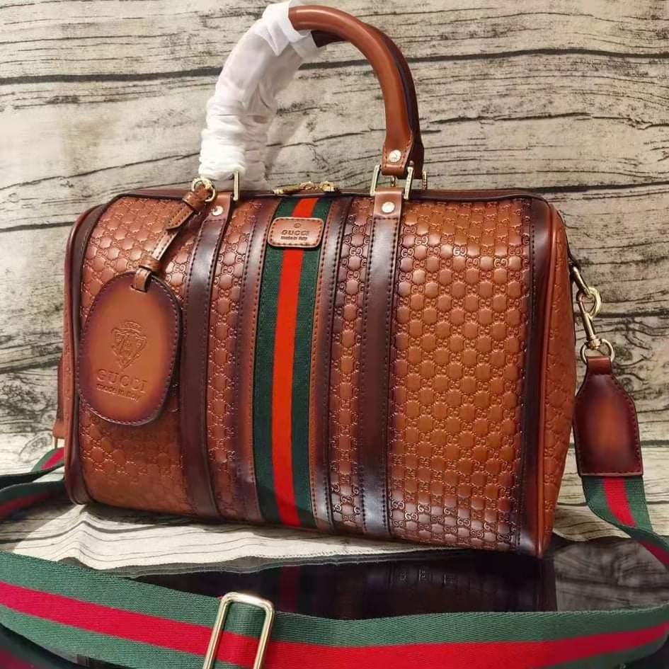 Gucci Beige/Brown Fabric and Leather Vintage Doctor Bag Gucci