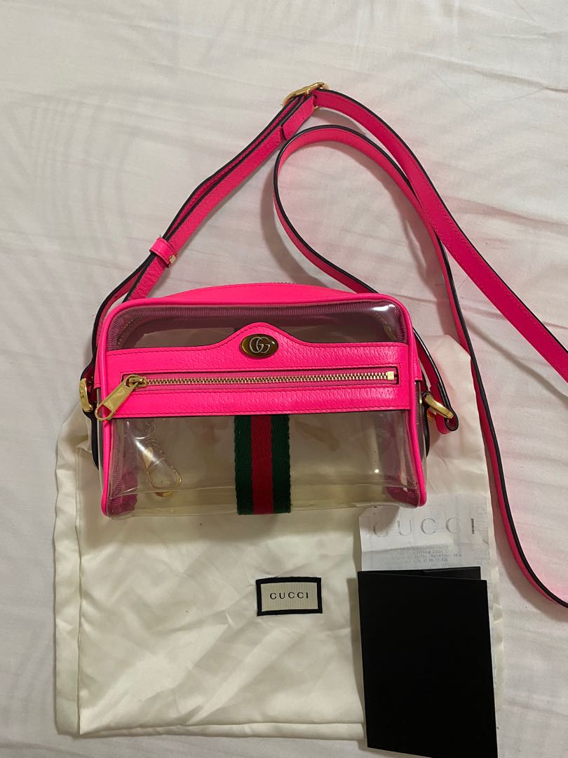 Gucci Ophidia Transparent Mini Bag Neon Pink