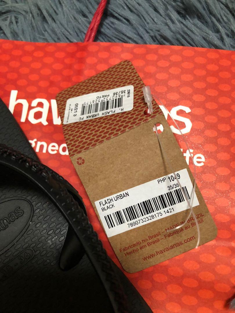 Havaianas Flash Urban in Black (Category: Slippers and slides) located in Manila. Submitted by avesevalla (Listing ID 1140493828, Image 2). Description: Size 35/36 Brand new With tag (just cut from the slippers) and paperbag RFS: I have other pairs of the same design Message for more photos Payment via BPI Transfer, GCash Get the pair via Grab or other delivery services c/o buyer. Pick-up location: Tomas Morato area.