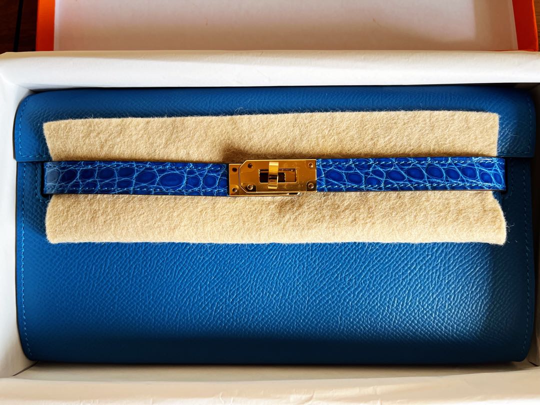 Hermes Kelly to go touch Mikonos blue Epson Women s Fashion Bags