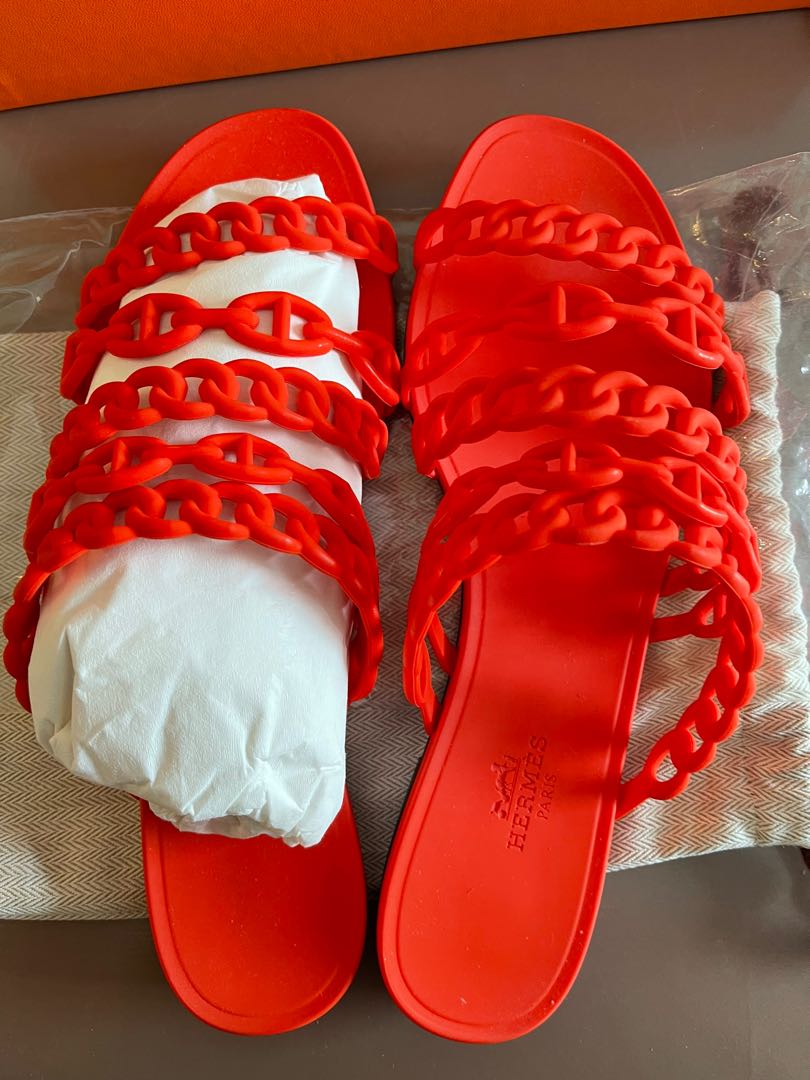 Hermes rubber chain sandals on sale