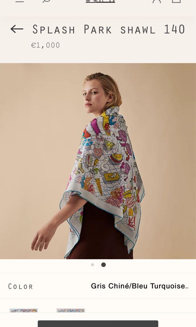 Hermes Splash Park Shawl 140, 名牌, 飾物及配件 Carousell