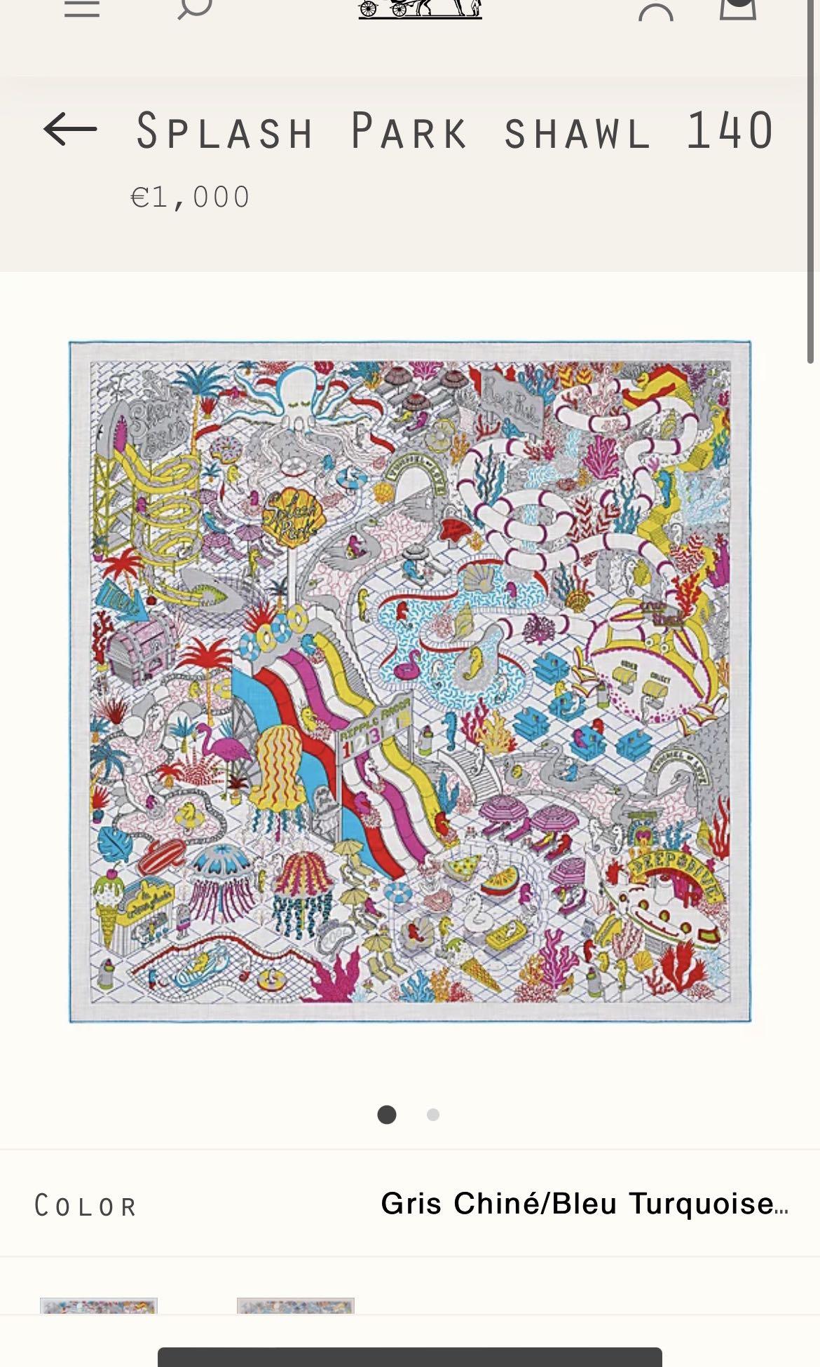 Hermes Splash Park Shawl 140, 名牌, 飾物及配件 Carousell