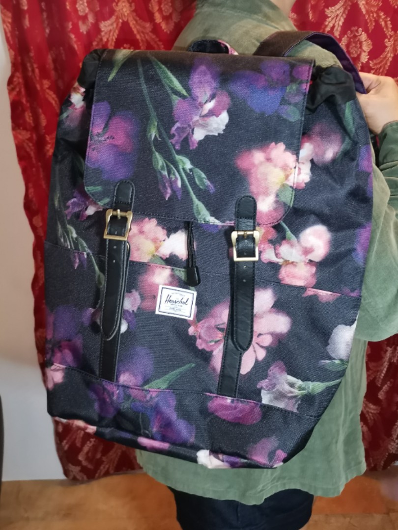 Herschel Watercolor Iris, Women's Fashion, Bags & Wallets, Backpacks on ...