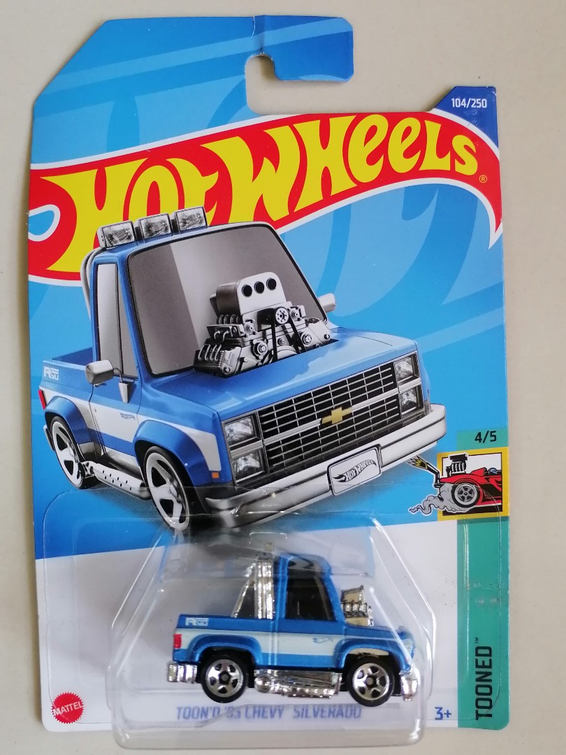 Hot Wheels 2022 Tooned Toon'd '83 Chevy Silverado Blue, Hobbies
