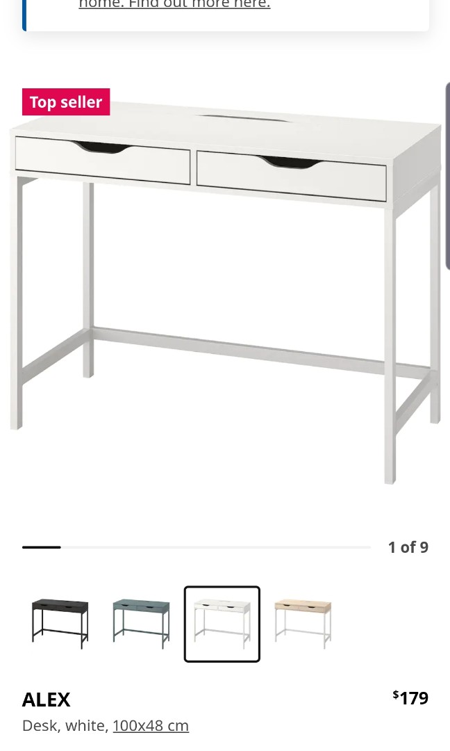 Ikea Alex Desk White, Furniture & Home Living, Furniture, Tables & Sets