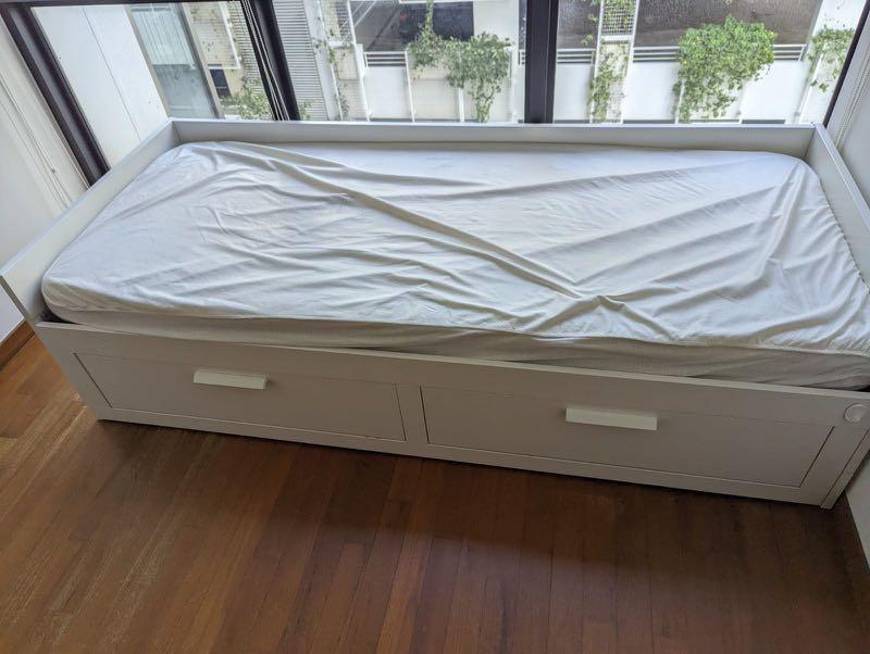 IKEA day bed with 2 drawers, Furniture & Home Living, Furniture, Bed
