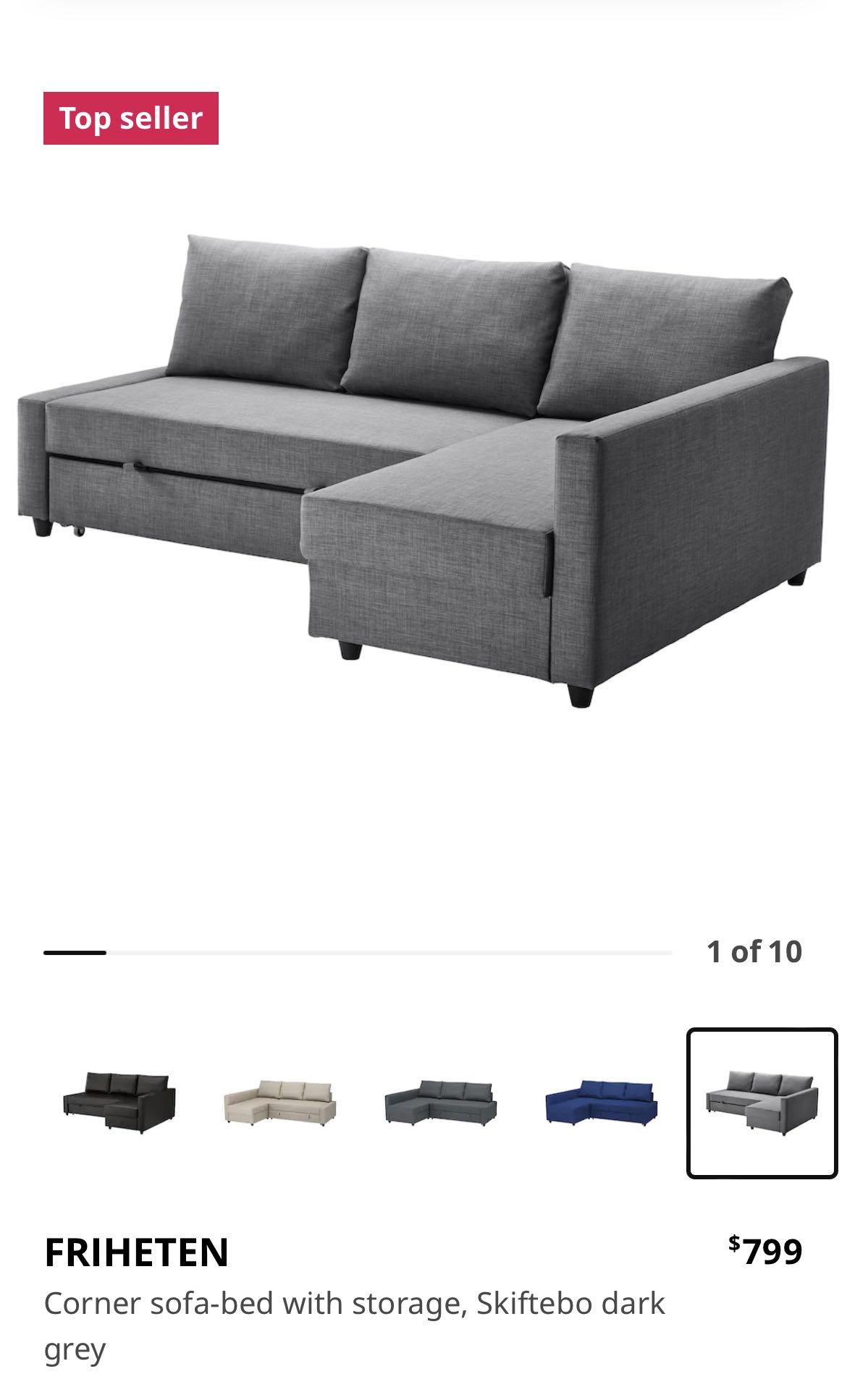 Ikea FRIHETEN ‘L shaped ‘ Sofabed (4 months old), Furniture & Home
