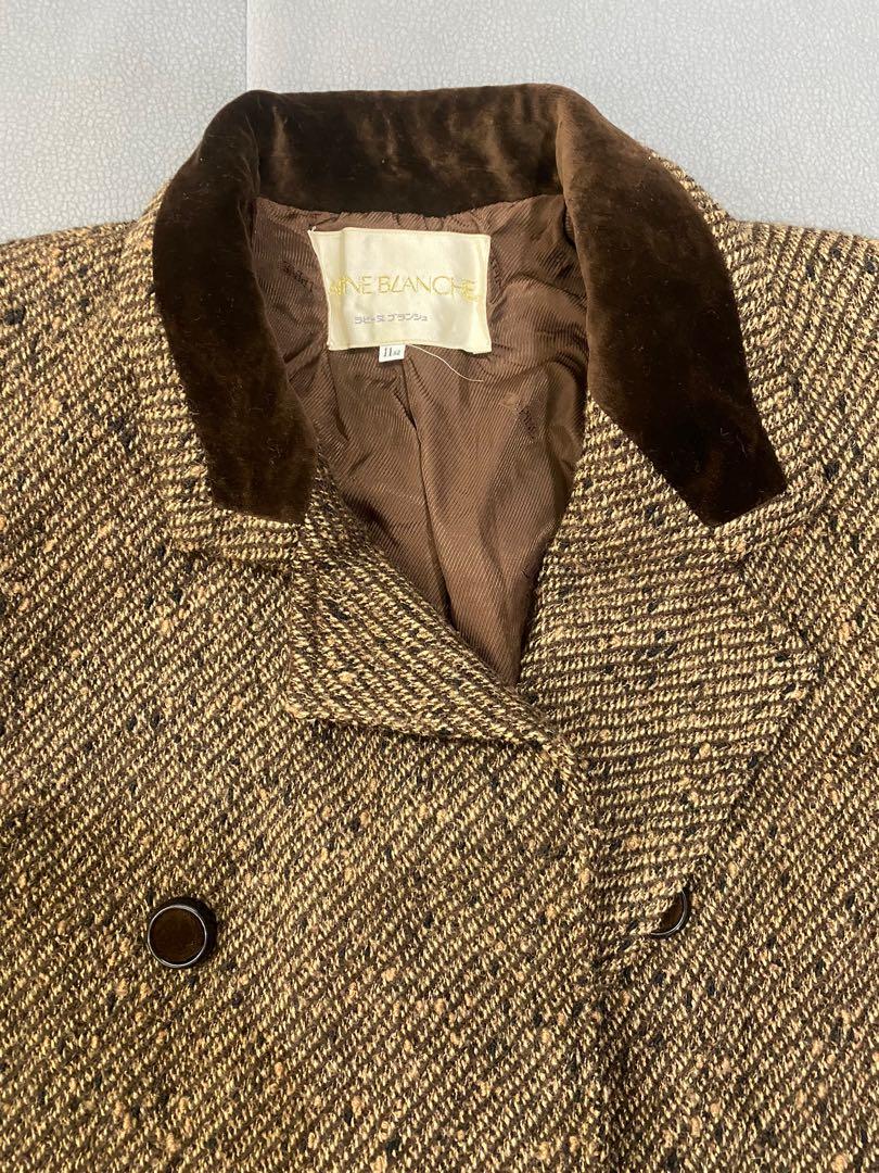 Japan Branded Lapine Blanche Double Breasted Wool Tweed Long Winter Jacket