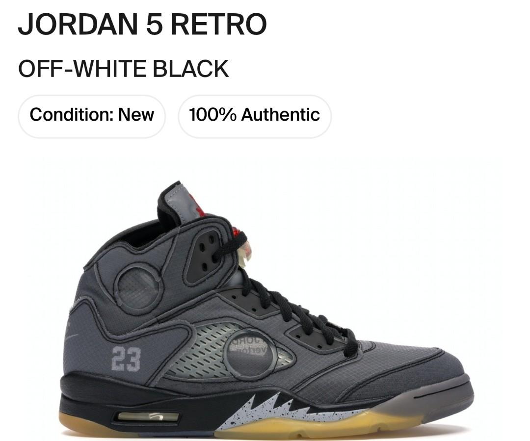 Jordan 5 retro off white black