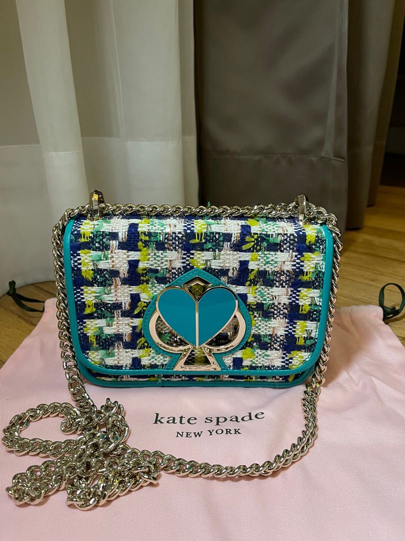 KATE SPADE Nicola Tweed Twistlock Small Chain Shoulder Bag