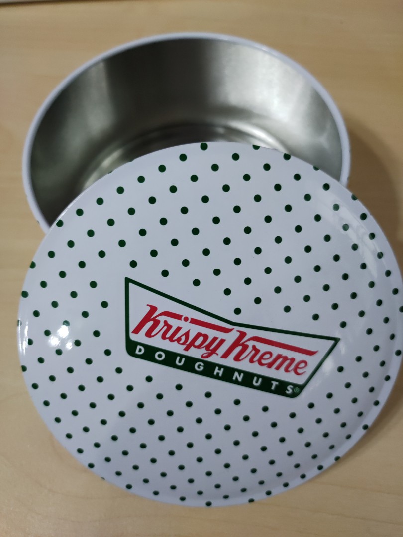 Krispy Kreme doughnuts original circle metal steel container, Furniture & Home Living, Home