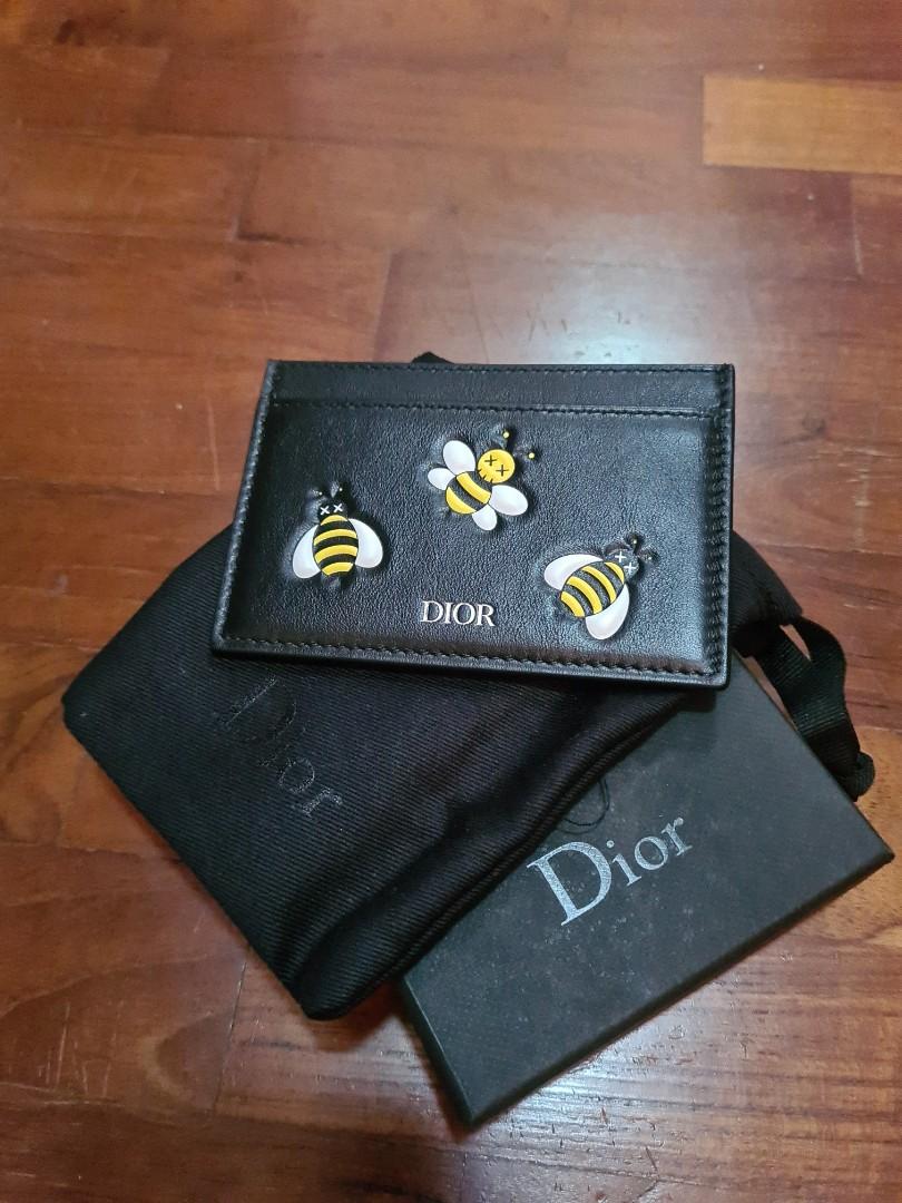 Dior x Kaws Black Leather Bee Bifold Wallet Dior