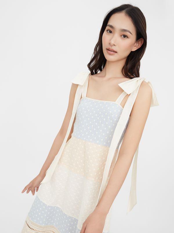 POMELO Janesuda x Pomelo Sustainable Tiered Midi Dress Multi Color