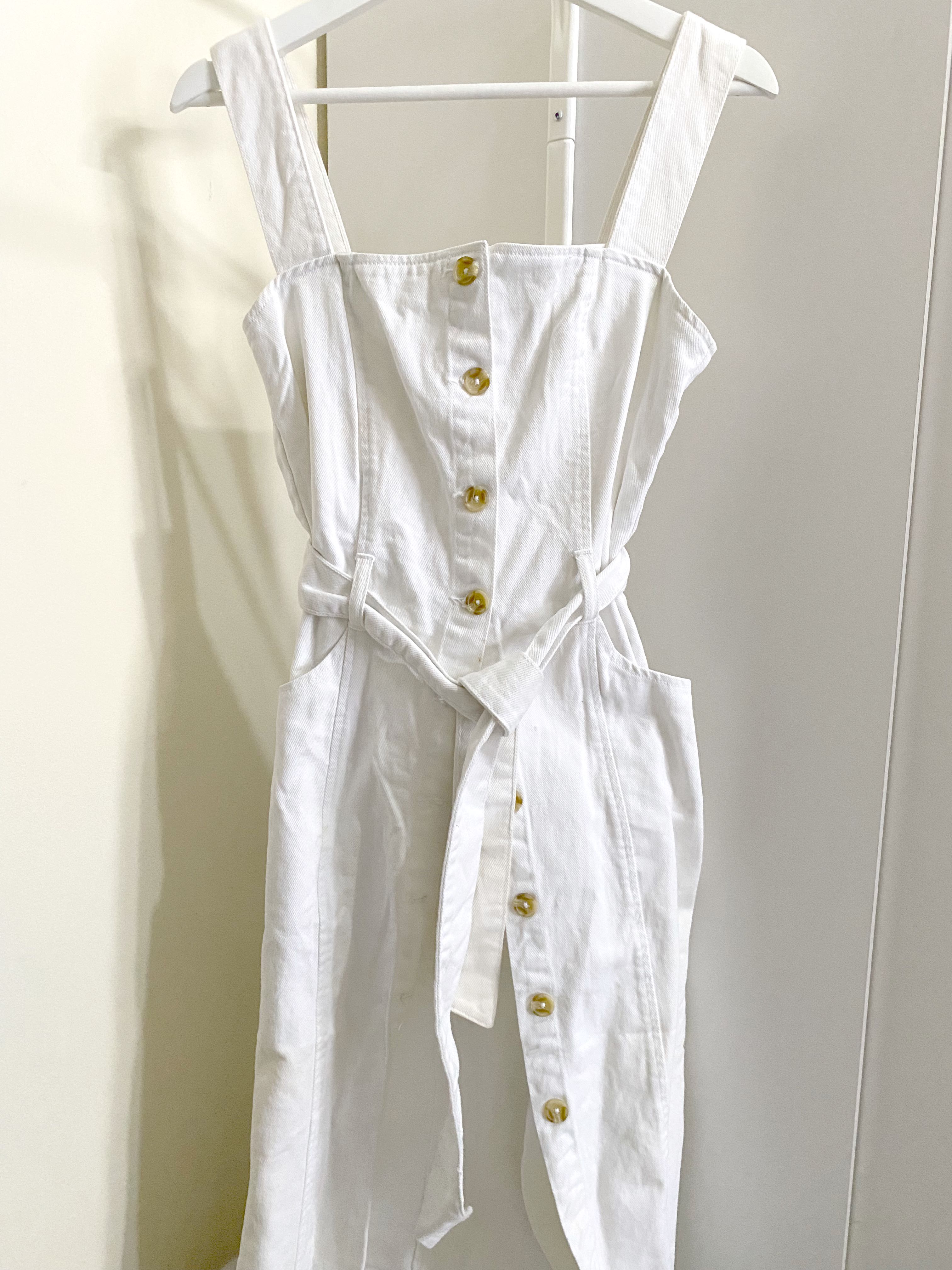 Primark - White denim dress, Fesyen 