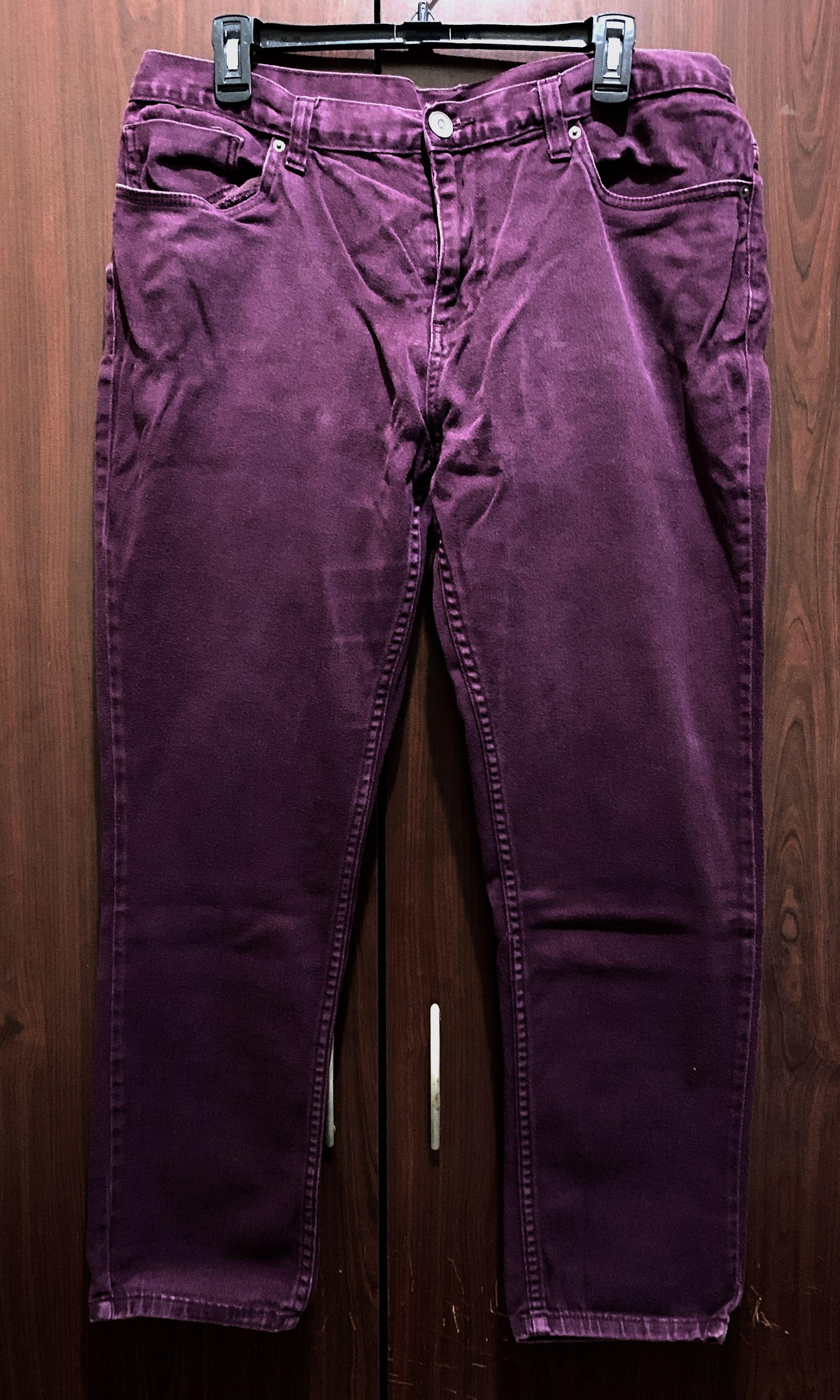 Maroon Dark Purple Casual Jeans Pants 