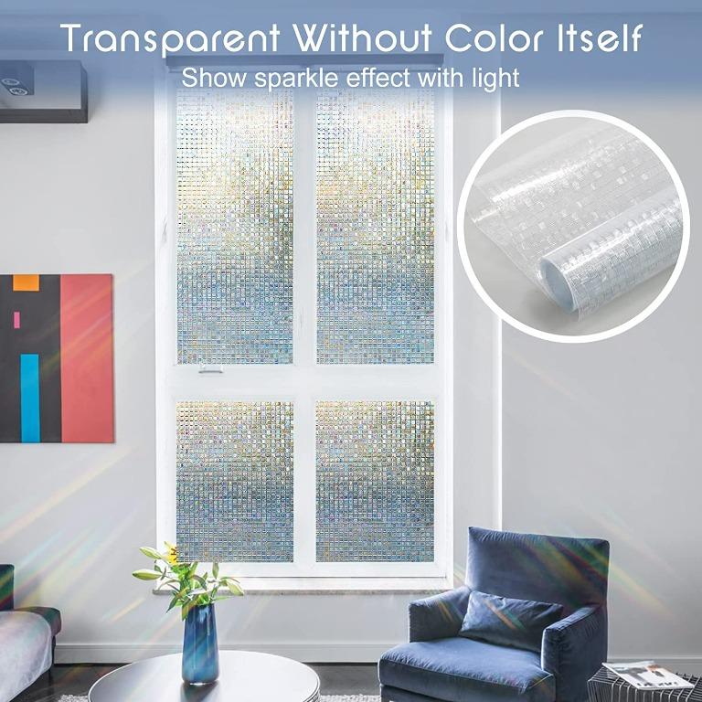 rabbitgoo Stained Glass Privacy Window Film, Mosaic Pattern Static