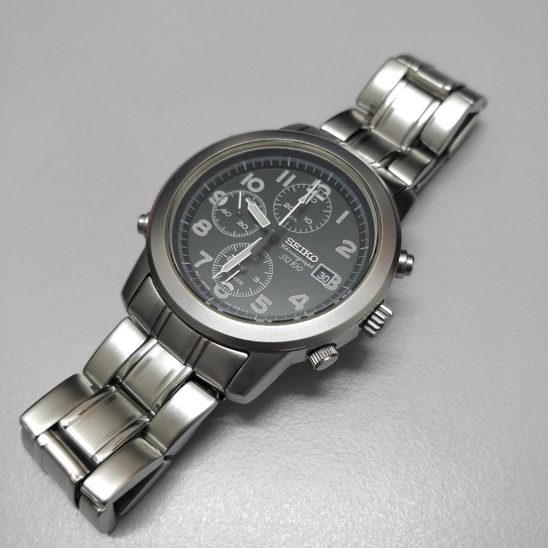 Seiko SQ 100 7T32 7E10 Military RAF Dark Green Dial Vintage Chronograph,  Men's Fashion, Watches & Accessories, Watches on Carousell