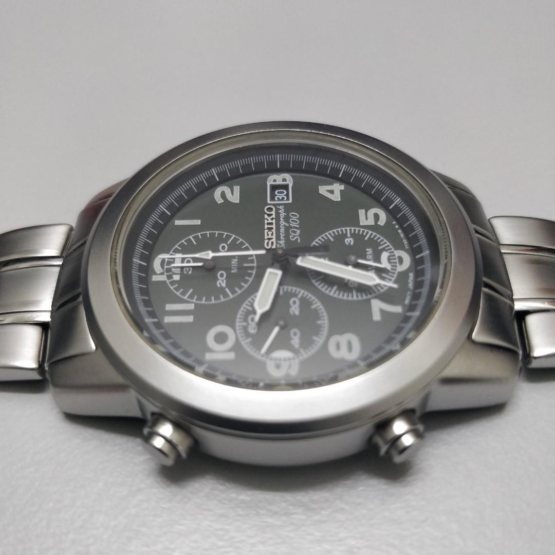 Seiko SQ 100 7T32 7E10 Military RAF Dark Green Dial Vintage Chronograph,  Men's Fashion, Watches & Accessories, Watches on Carousell