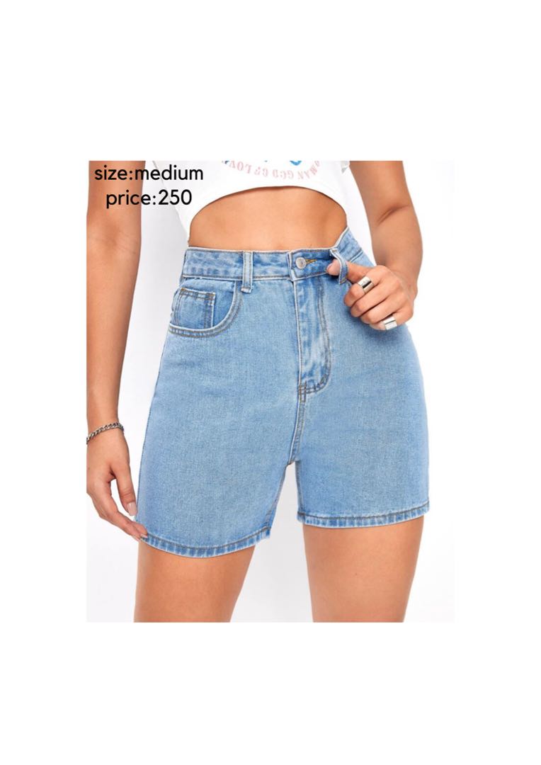Shein solid straight leg denim shorts 