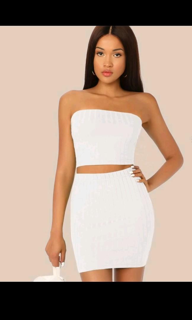 Tube top store white skirt