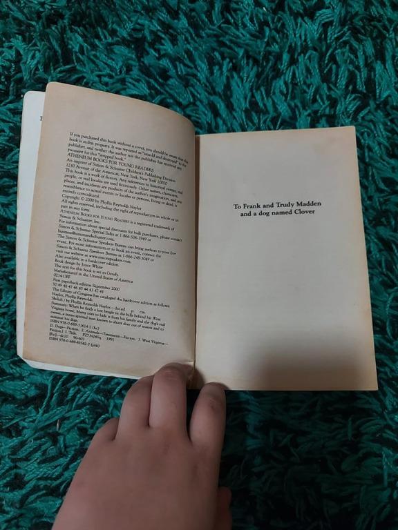 Siloh by: Phyliis Reynolds Naylor (Category: Storybooks) located in Marikina City. Submitted by jlm_carousel (Listing ID 1140769629, Image 3). Description: - Marikina City - Store Price: 290 - Non-negotiable - No names, notes, highlights - Has wood stains (from being kept too long) - In very good condition - RFS: Decluttering.