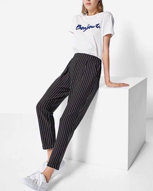 stradivarius carrot stripe pants 