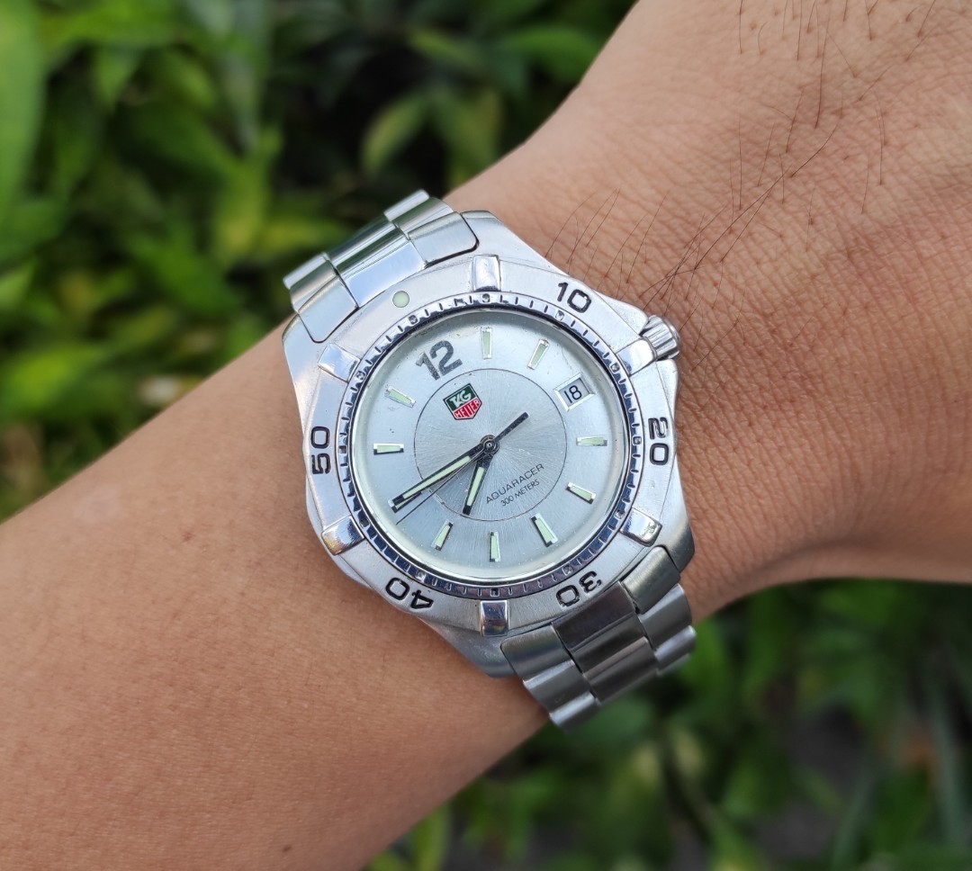 Tag aquaracer silver face discount