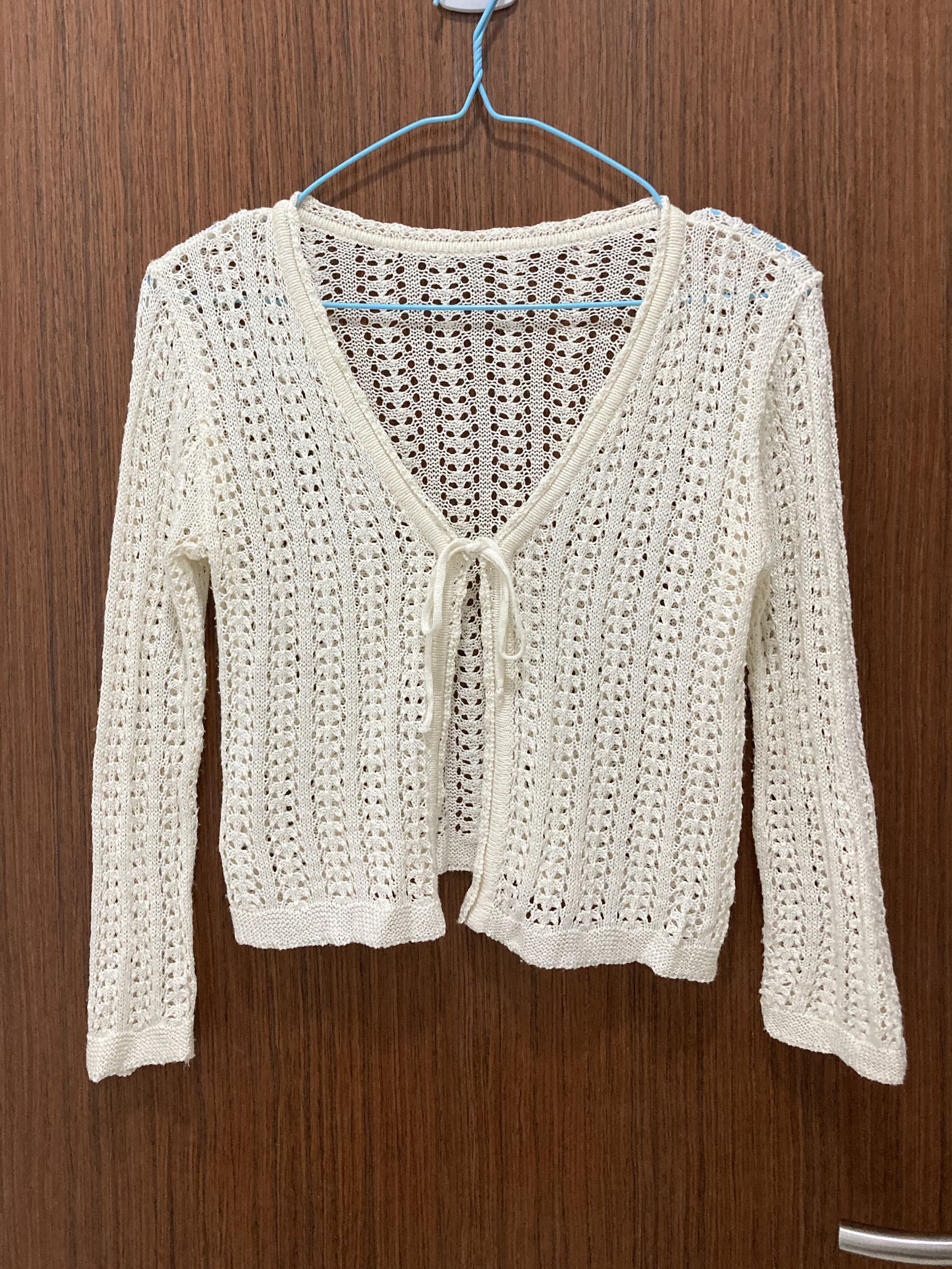Thrifted Beige cream cardigan, Women's 
