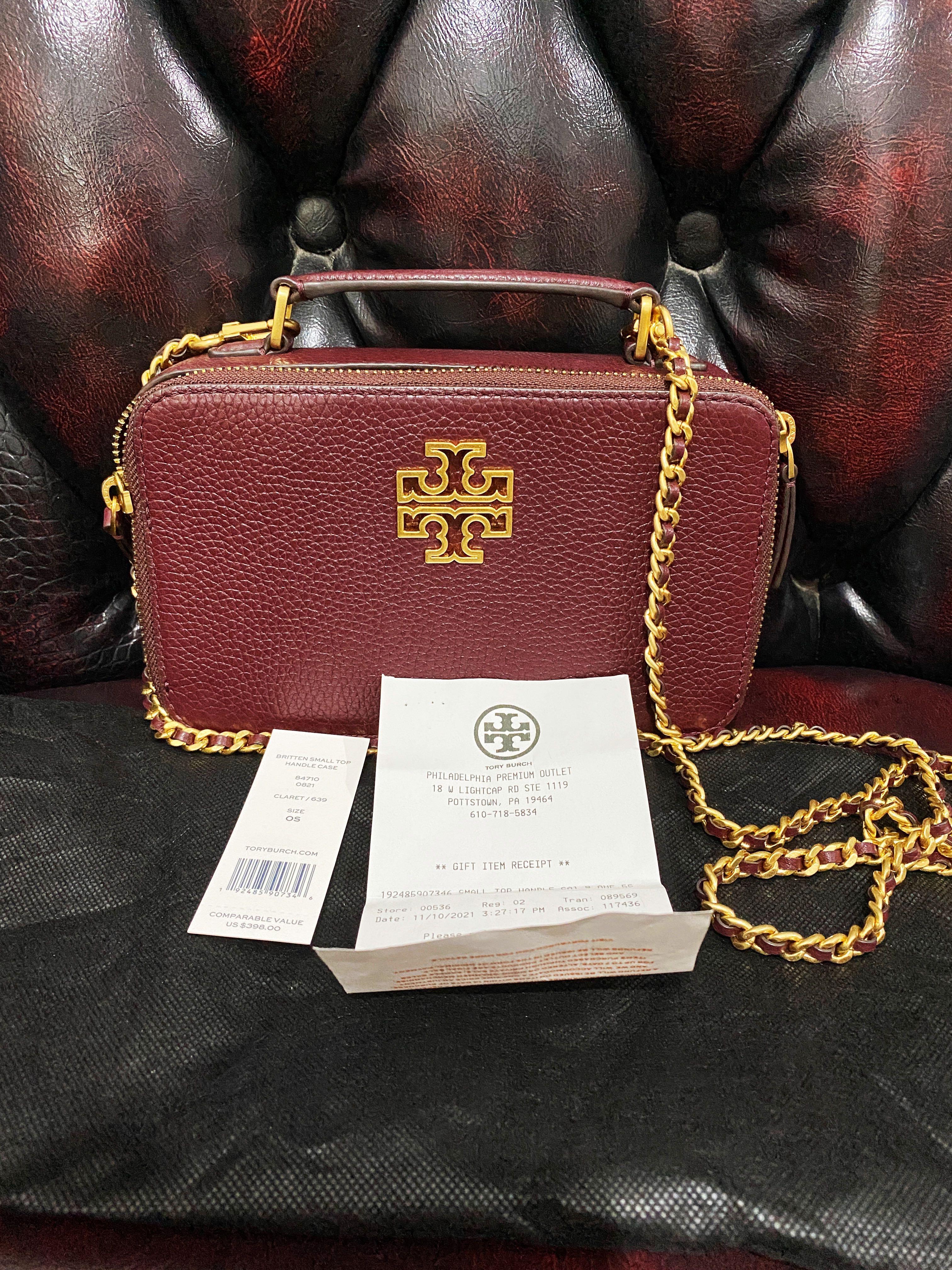 TORY BURCH brittten case imperial garnet Barang Mewah Tas