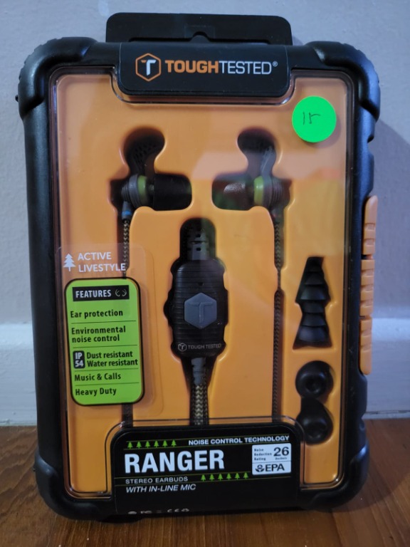 Tough tested ranger stereo earbuds with inline mic