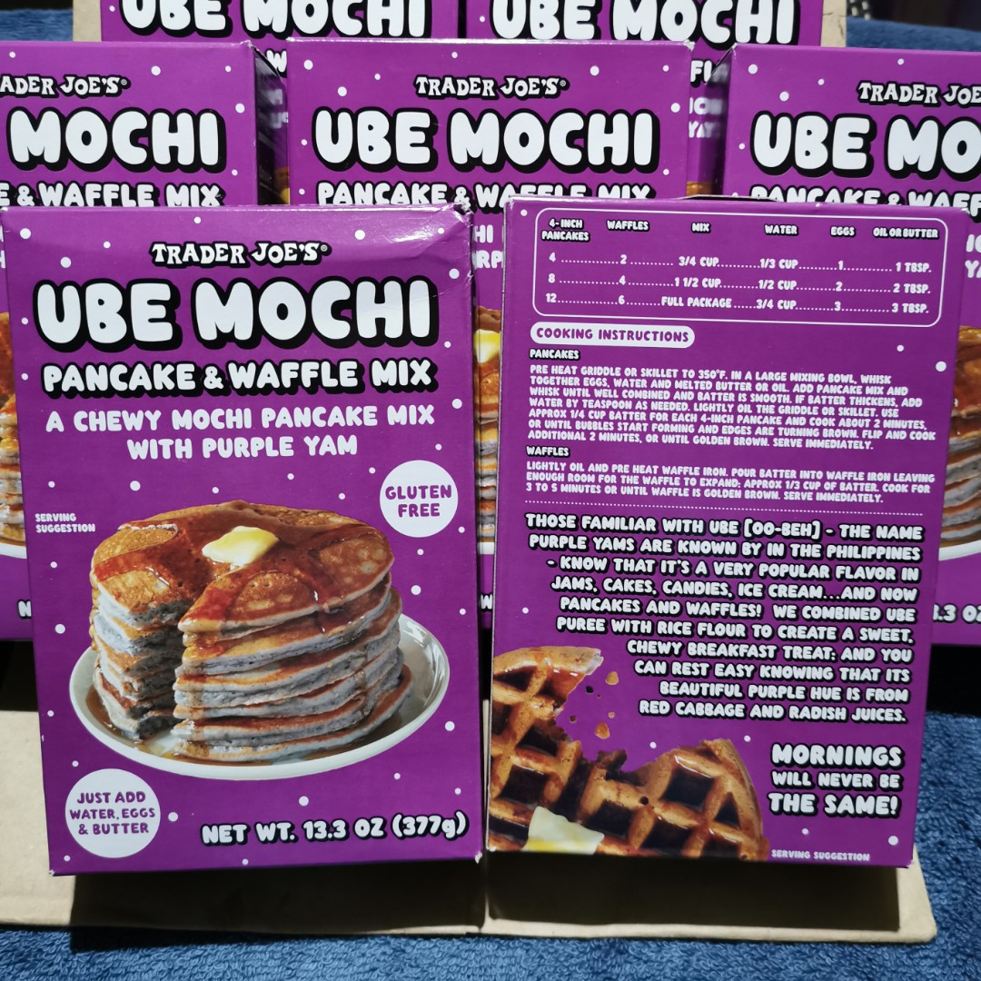 Trader Joe's Ube Mochi Pancake and Waffle mix, Food & Drinks, Packaged