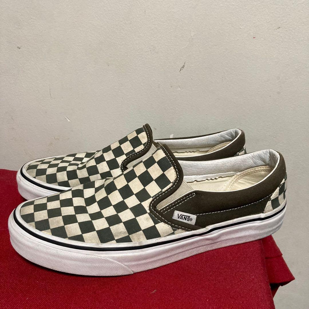 forest green checkered vans