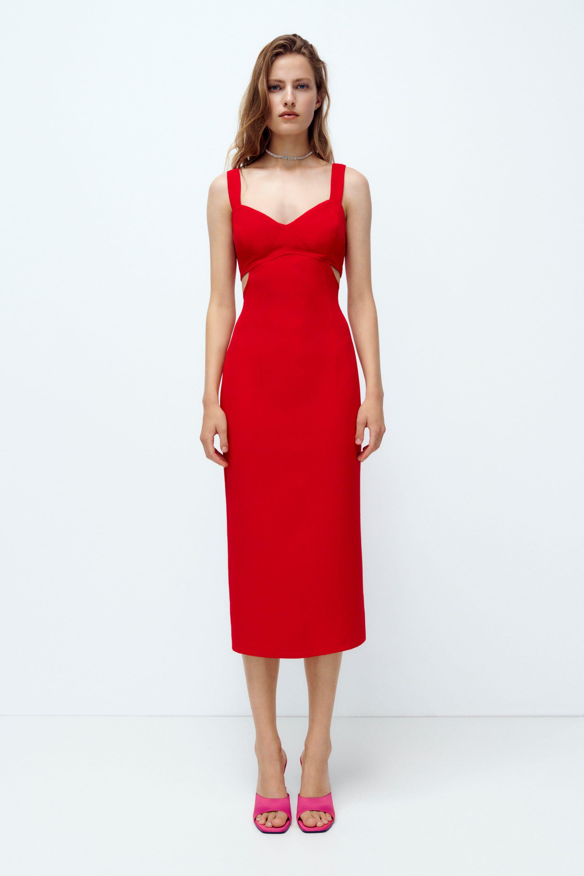 zara cut out dress red, Women's Fashion ...