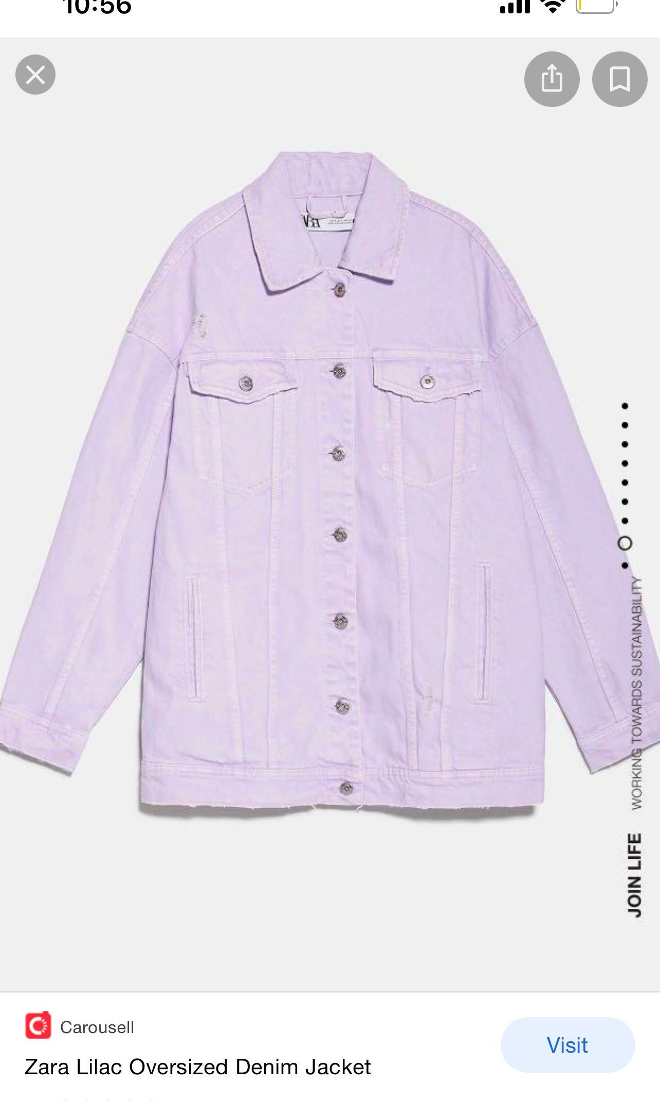 Zara Oversized Lilac Denim Jacket Women s Fashion Coats Jackets