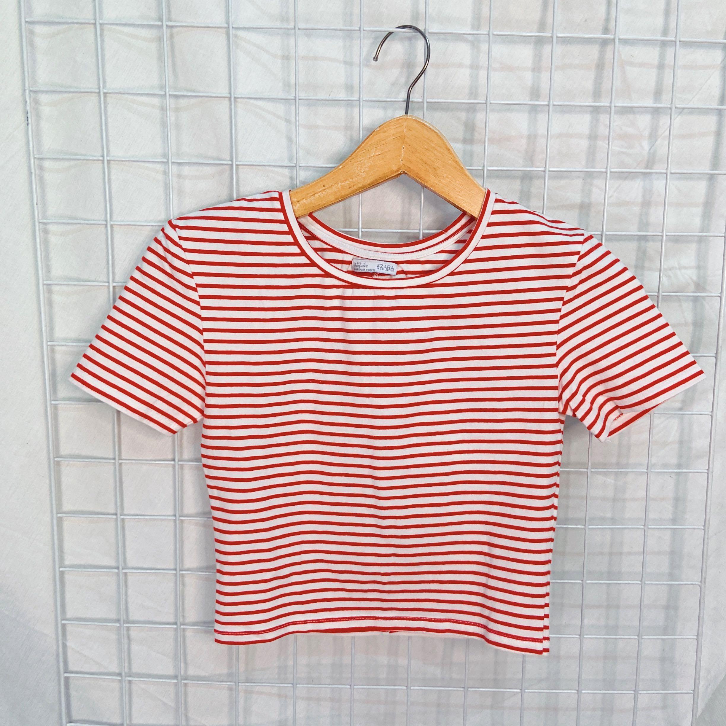 red and white striped cropped top