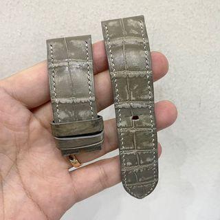 24mm Grey Crocodile Leather - Custom Made Strap for Panerai or other 24mm Lug watches