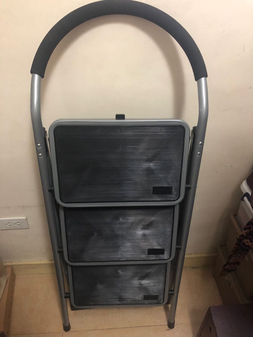 3Step Ladder Stool Combo with Handgrip AntiSlip Folding Step Stool