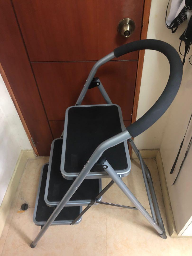 3Step Ladder Stool Combo with Handgrip AntiSlip Folding Step Stool