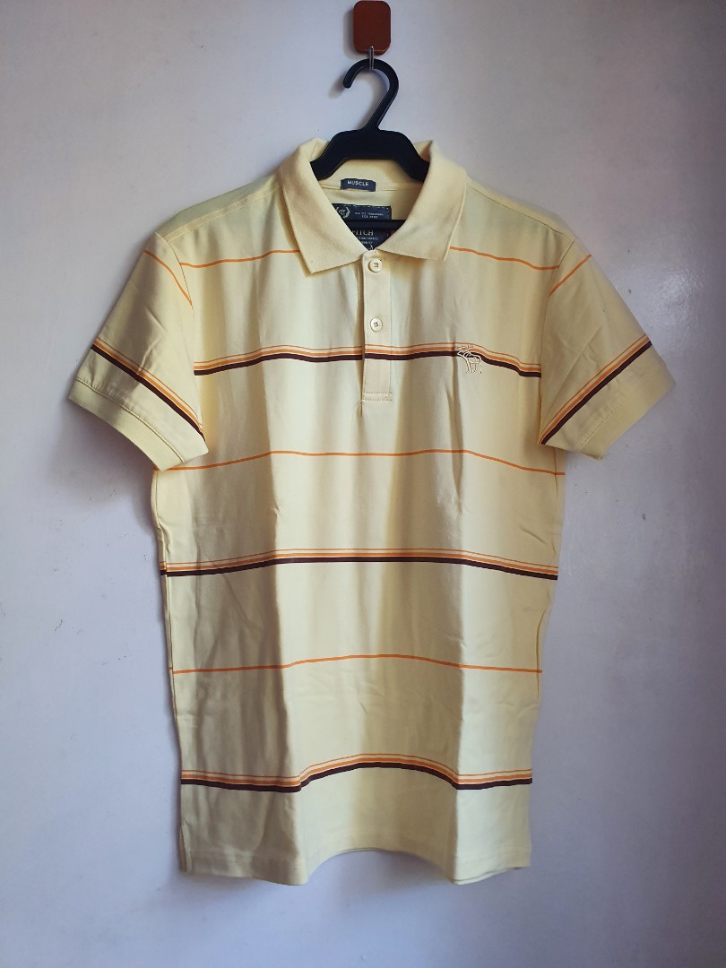 Abercrombie & Fitch Collared Shirt Yellow, Men's Fashion, Tops & Sets ...