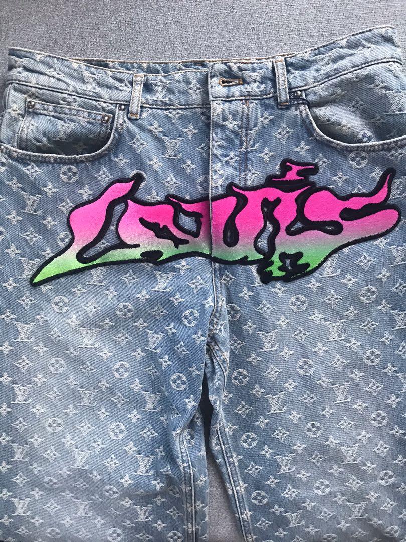 Authentic Louis Vuitton Virgil Abloh spring summer ss 2022 baggy denim jeans  graffiti brand new with tags size 30 monogram , Men's Fashion, Bottoms, New  Underwear on Carousell