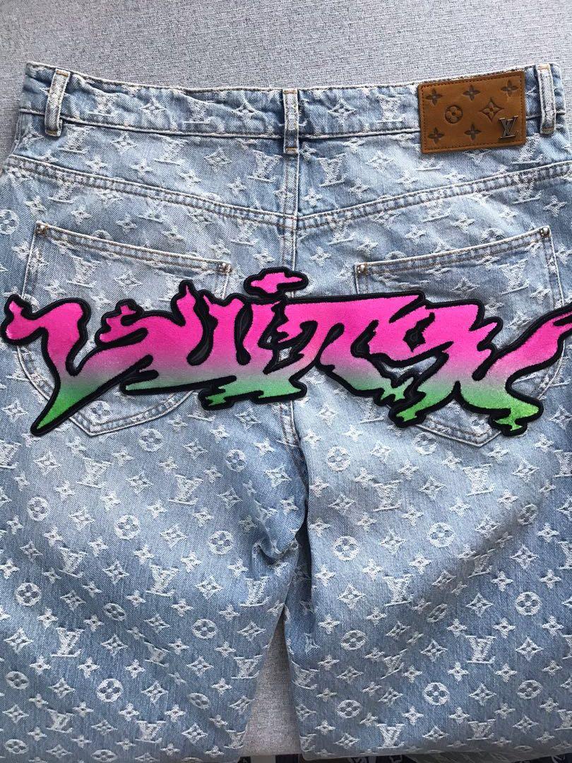 Authentic Louis Vuitton Virgil Abloh spring summer ss 2022 baggy denim  jeans graffiti brand new with tags size 30 monogram