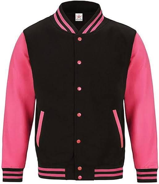 BNY Jeans Pink and Black Varsity Jacket, Women's Fashion, Coats ...