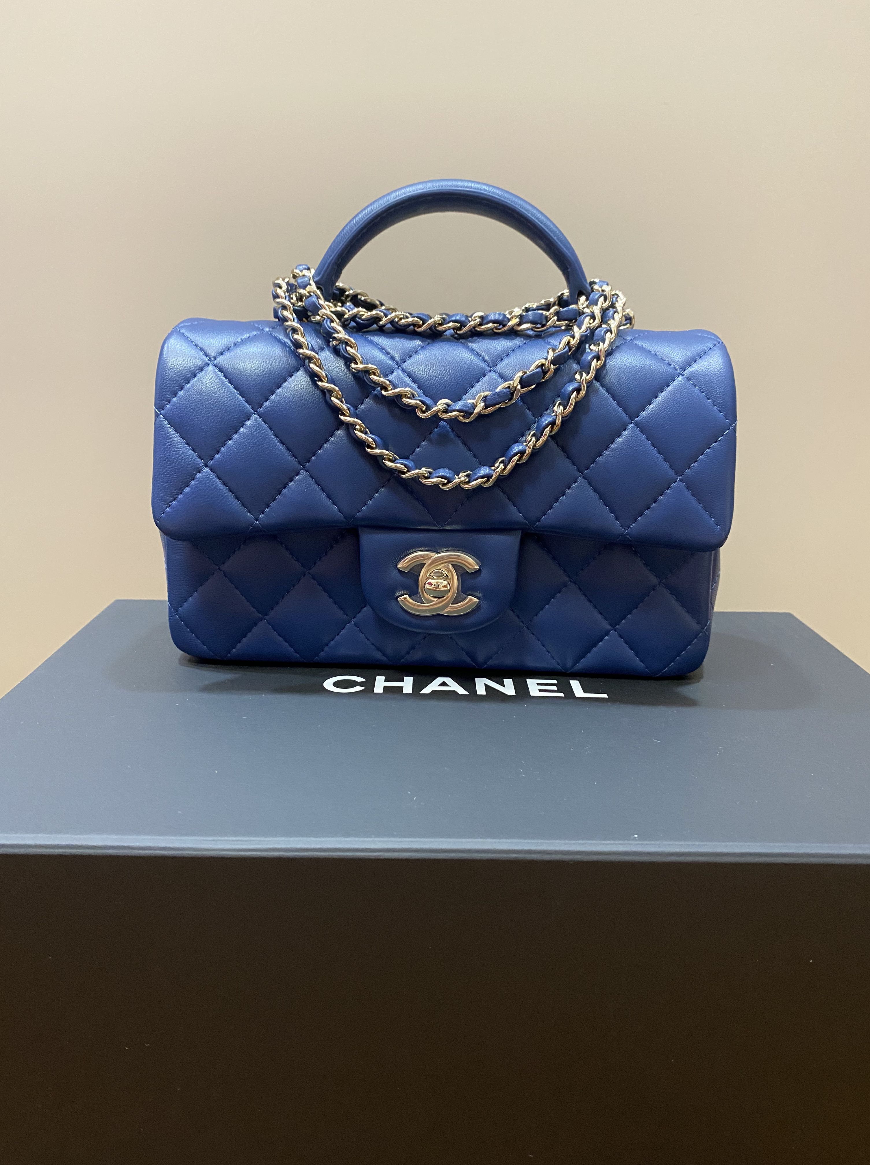 CHANEL 21K Iridescent Light Blue Caviar My Perfect Square Mini Flap Ba   AYAINLOVE CURATED LUXURIES