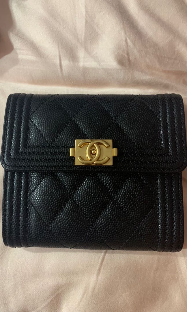Chanel gold hardware boy small wallet, Women's Fashion, Bags & Wallets