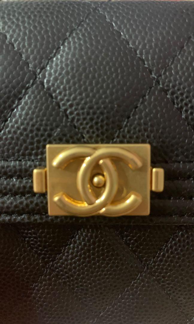 Chanel gold hardware boy small wallet, Women's Fashion, Bags & Wallets