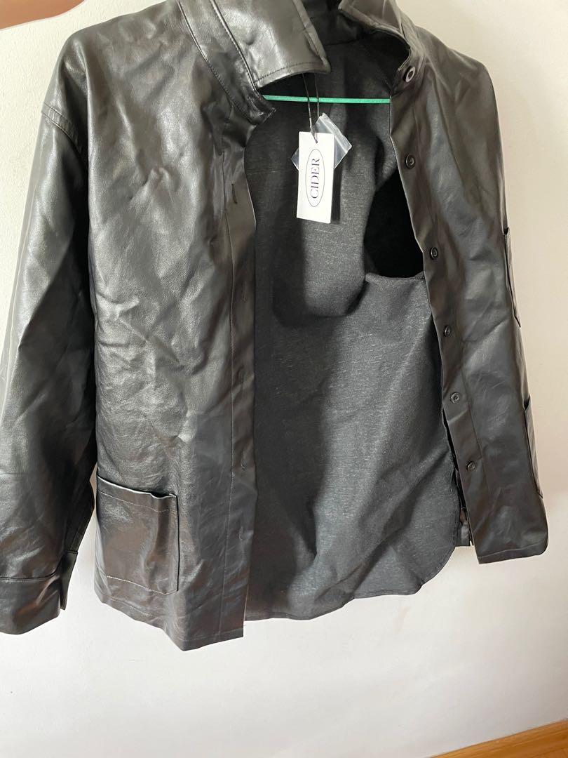 Cider black leather jacket, Women's Fashion, Coats, Jackets and Outerwear on Carousell