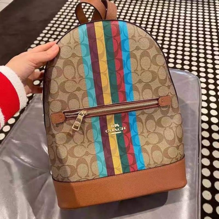 Coach C5795 Kenley Backpack in Signature Canvas with Stripe Gold